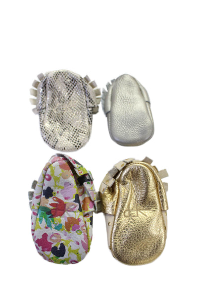 Freshly Picked Girls Polka Dot Floral Snake Print Booties White Gray 2 Lot 4