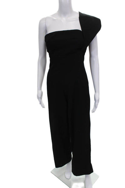 Solace London Women Jumpsuit Black One Shoulder Sleeveless Zip Polyester Size 4