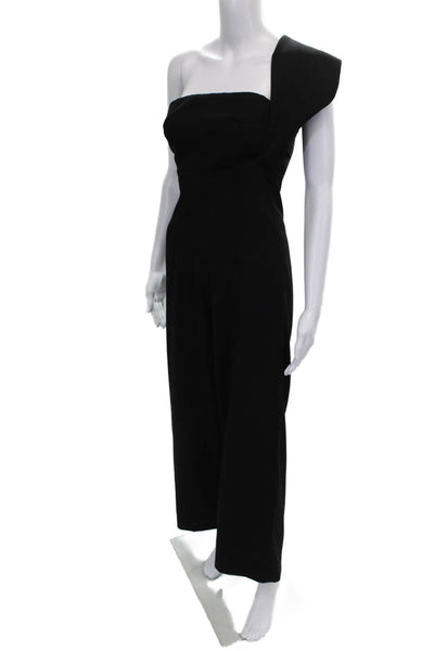 Solace London Women Jumpsuit Black One Shoulder Sleeveless Zip Polyester Size 4
