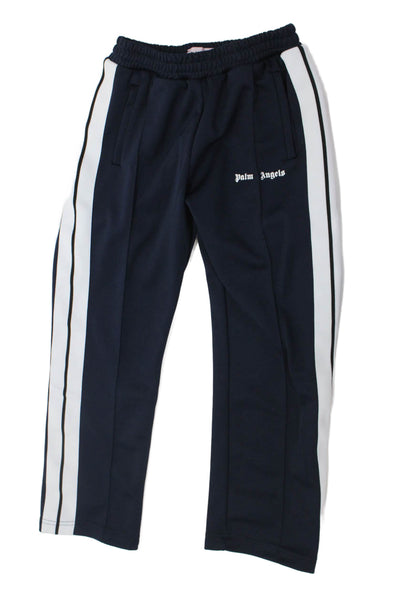 Palm Angels Girls Striped Pull On Pleated Track Pants Blue Size 10