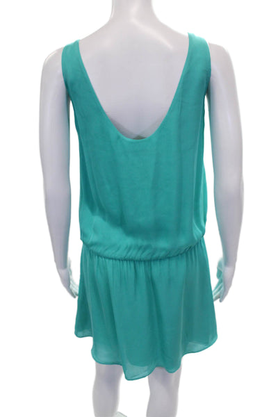 Alice + Olivia Womens Green Silk Cowl Neck Blouson Dress Knee Length Size S