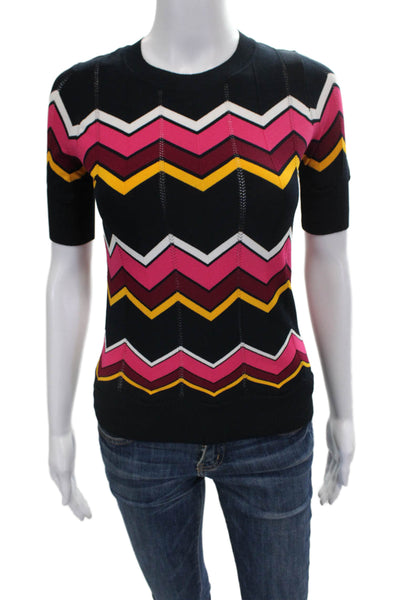 Cinq à Sept Women Multicolor Geometric Pullover Short Sleeve Size S