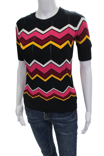 Cinq à Sept Women Multicolor Geometric Pullover Short Sleeve Size S