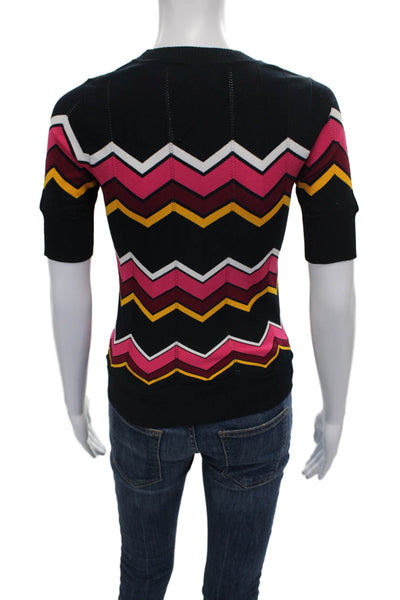 Cinq à Sept Women Multicolor Geometric Pullover Short Sleeve Size S