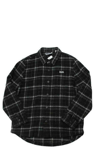 Kith Girls Wool Blend Plaid Collar Long Sleeve Shirt Jacket Black Size 12