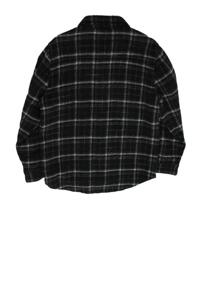Kith Girls Wool Blend Plaid Collar Long Sleeve Shirt Jacket Black Size 12