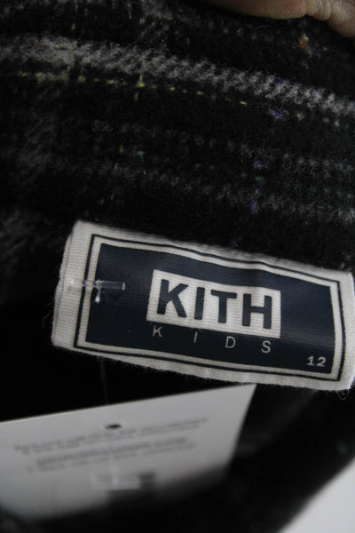 Kith Girls Wool Blend Plaid Collar Long Sleeve Shirt Jacket Black Size 12
