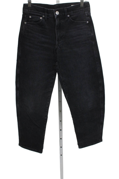 AYR Womens Tapered Jeans Black High Rise Button Size 24