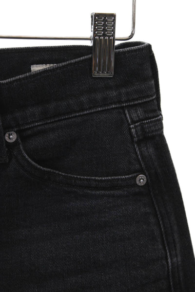 AYR Womens Tapered Jeans Black High Rise Button Size 24