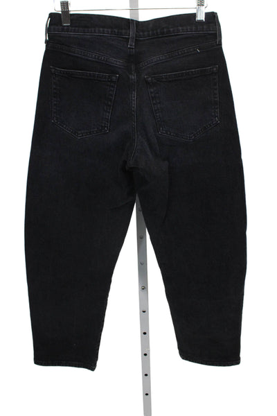 AYR Womens Tapered Jeans Black High Rise Button Size 24