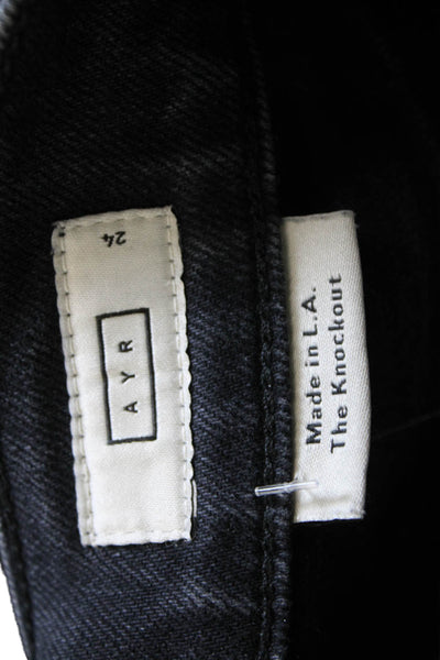 AYR Womens Tapered Jeans Black High Rise Button Size 24