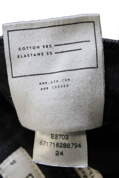 AYR Womens Tapered Jeans Black High Rise Button Size 24