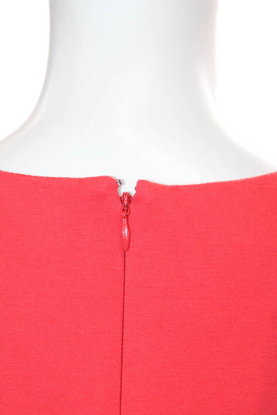 Talbots Women Sheath Dress Red Rayon V Neck Sleeveless Mid Calf Zip Size 14W