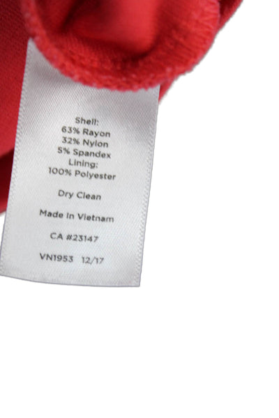 Talbots Women Sheath Dress Red Rayon V Neck Sleeveless Mid Calf Zip Size 14W