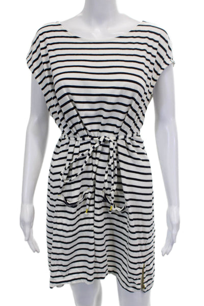 Boden Womens White Striped T-Shirt Dress Cotton Boat Neck Short Sleeve Size XL