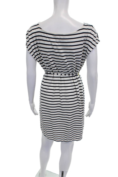 Boden Womens White Striped T-Shirt Dress Cotton Boat Neck Short Sleeve Size XL