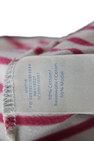 Boden Womens White Striped Cotton T-Shirt Dress Short Sleeve Mid-Calf Size 16