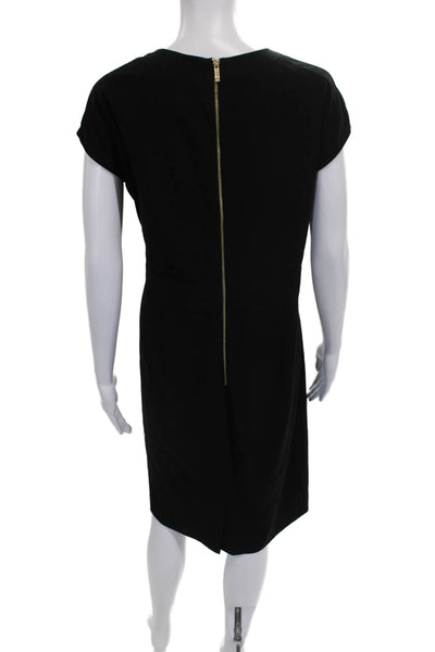 Calvin Klein Womens Sheath V-Neck Short Sleeve Black Midi Dress Size XL