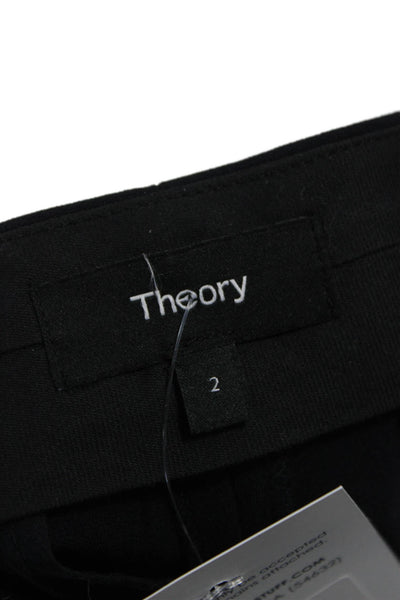 Theory Womens Ankle Pants Black Triacetate Zip Solid Size 2