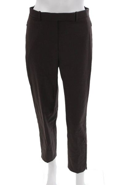 Theory Women Tapered Brown Wool Pants Zip Inseam 27 Size 0