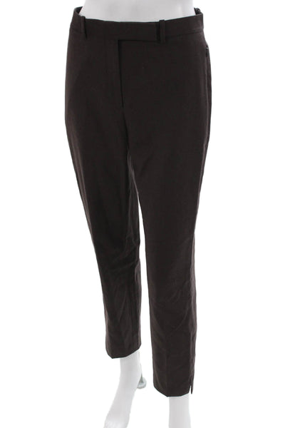 Theory Women Tapered Brown Wool Pants Zip Inseam 27 Size 0