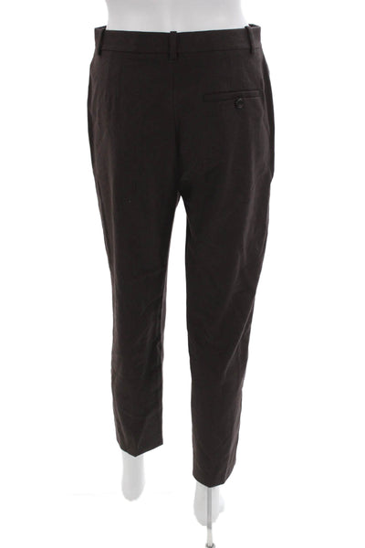 Theory Women Tapered Brown Wool Pants Zip Inseam 27 Size 0