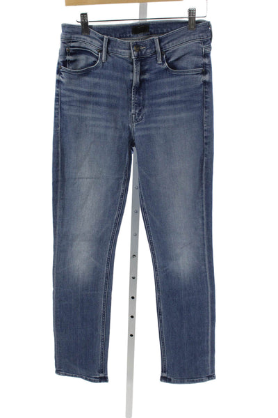 Mother Womens Skinny Jeans Blue Mid Rise Button Cotton Blend Size 26