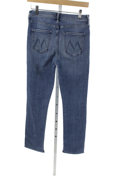 Mother Womens Skinny Jeans Blue Mid Rise Button Cotton Blend Size 26