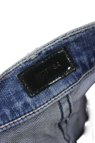 Mother Womens Skinny Jeans Blue Mid Rise Button Cotton Blend Size 26