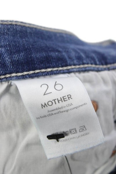 Mother Womens Skinny Jeans Blue Mid Rise Button Cotton Blend Size 26
