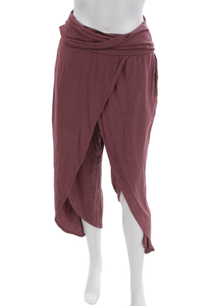 Athleta Womens Cropped Modal Pants Red Pull On Size S