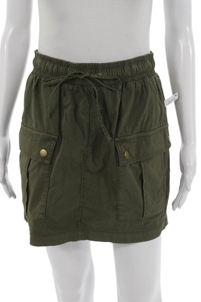 Sanctuary Womens Cargo Mini Skirt Green Drawstring 98% Cotton Size S