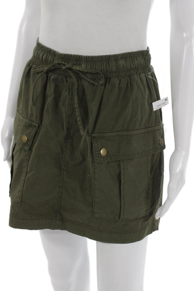 Sanctuary Womens Cargo Mini Skirt Green Drawstring 98% Cotton Size S