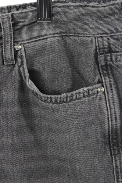 Zara Women Wide Leg Gray Mid Rise 100% Cotton Jeans Inseam 30 Size 2