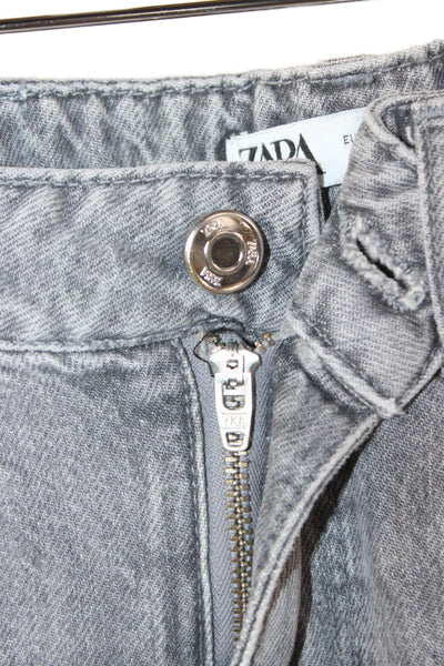 Zara Women Wide Leg Gray Mid Rise 100% Cotton Jeans Inseam 30 Size 2