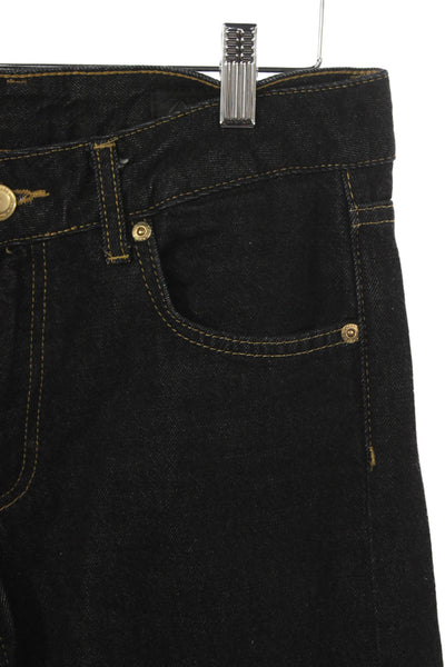 Zara Women Wide Leg Jeans Black Mid Rise Cotton Inseam 30 Size 2