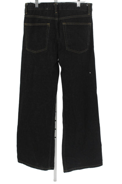 Zara Women Wide Leg Jeans Black Mid Rise Cotton Inseam 30 Size 2