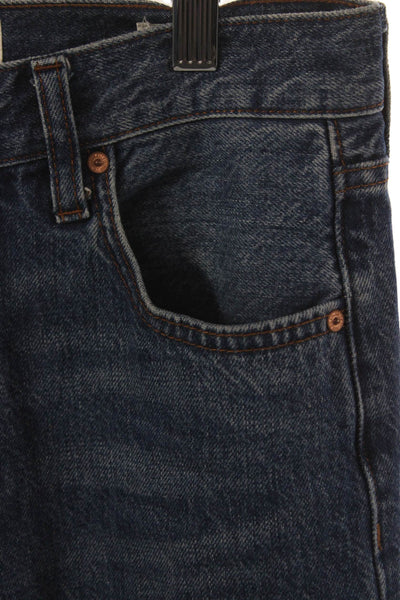 Denim Forum Women Wide-Leg Jeans Blue Cotton Mid-Rise Button Size 24