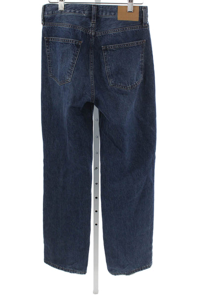 Denim Forum Women Wide-Leg Jeans Blue Cotton Mid-Rise Button Size 24