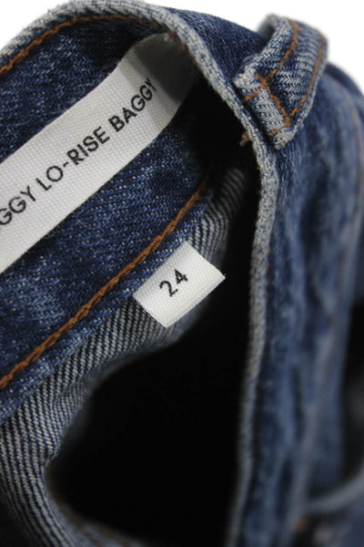 Denim Forum Women Wide-Leg Jeans Blue Cotton Mid-Rise Button Size 24
