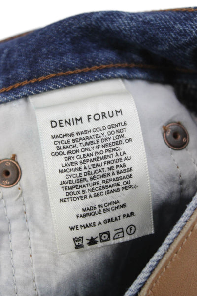 Denim Forum Women Wide-Leg Jeans Blue Cotton Mid-Rise Button Size 24