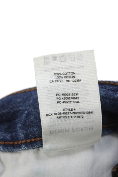 Denim Forum Women Wide-Leg Jeans Blue Cotton Mid-Rise Button Size 24