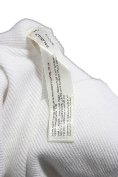 Free-est Women Cropped White Cotton Round Neck 3/4 Sleeve Button-Up Size XS