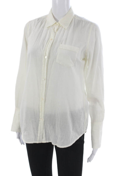Nili Lotan Womens White Cotton Collared Button-Up Top Long Sleeve Size XS