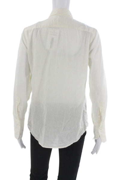 Nili Lotan Womens White Cotton Collared Button-Up Top Long Sleeve Size XS