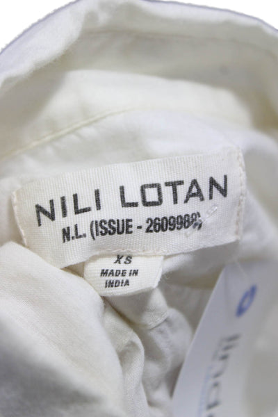 Nili Lotan Womens White Cotton Collared Button-Up Top Long Sleeve Size XS
