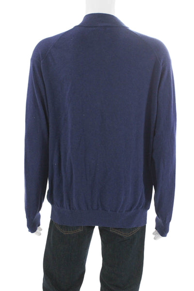 Peter Millar Mens Pullover Sweater Mock Neck Blue Pima Cotton Size 2XL