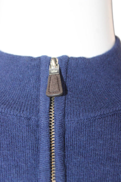 Peter Millar Mens Pullover Sweater Mock Neck Blue Pima Cotton Size 2XL