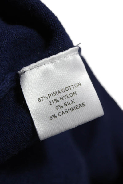 Peter Millar Mens Pullover Sweater Mock Neck Blue Pima Cotton Size 2XL