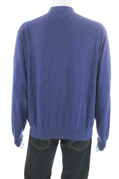 Peter Millar Mens Blue Mock Neck Pullover Sweater Cotton Size 2XL